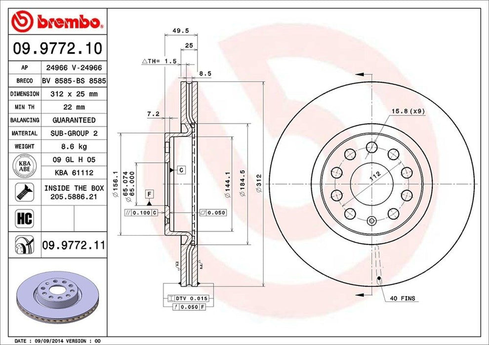 09.9772.11 Brembo Brake Rotor