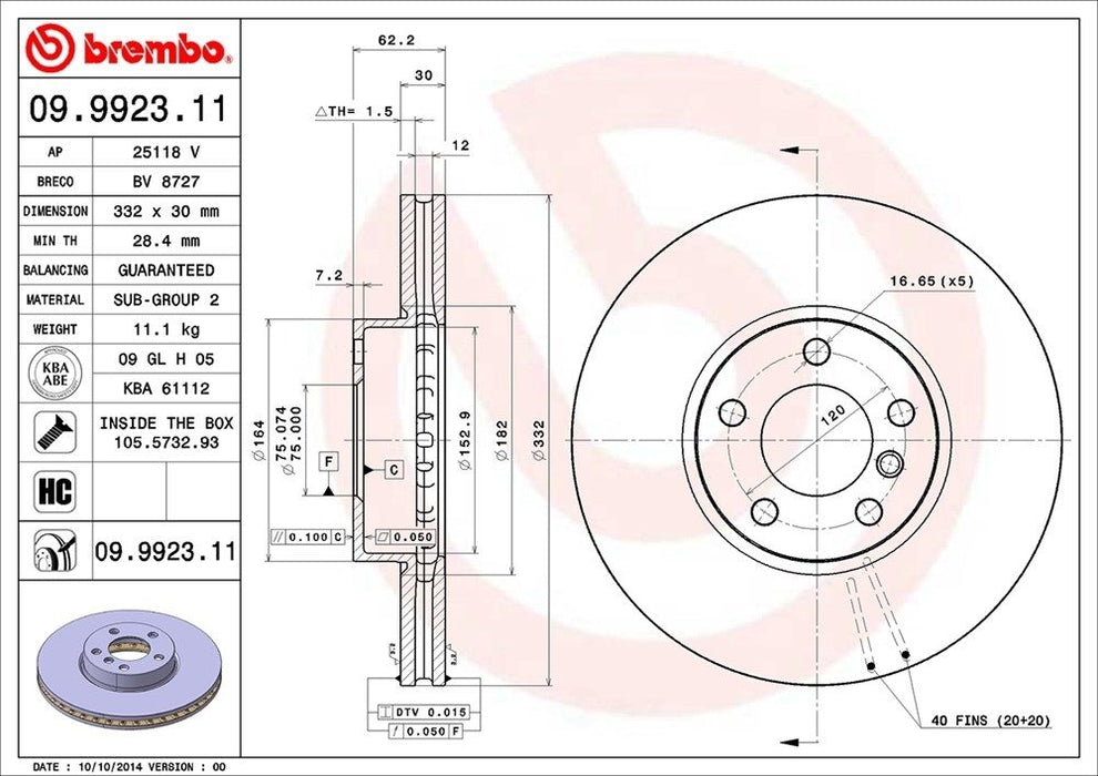 09.9923.11 Brembo Brake Rotor