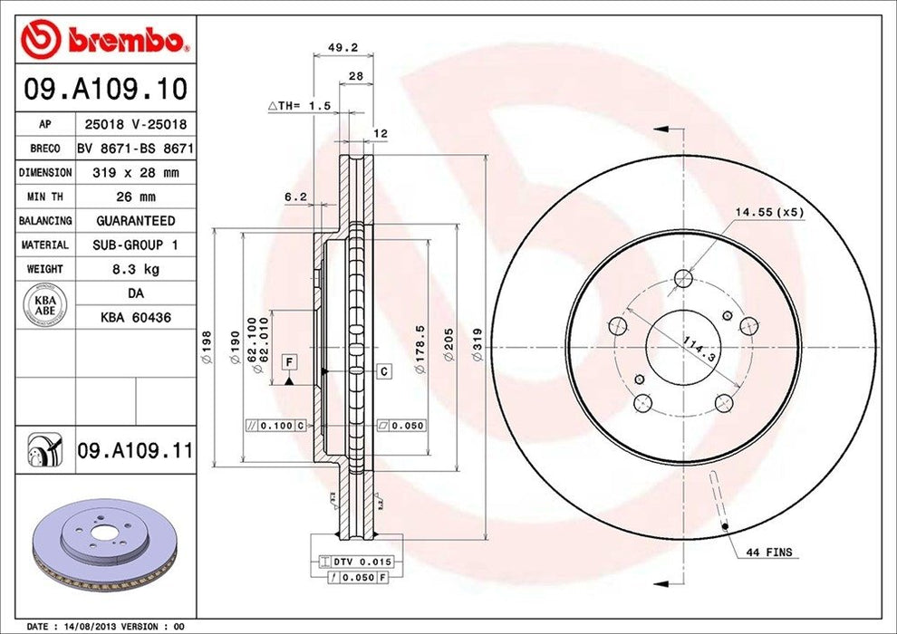 09.A109.11 Brembo Brake Rotor