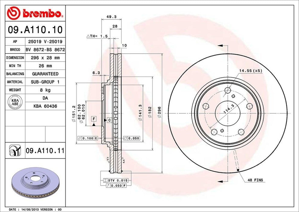 09.A110.11 Brembo Brake Rotor
