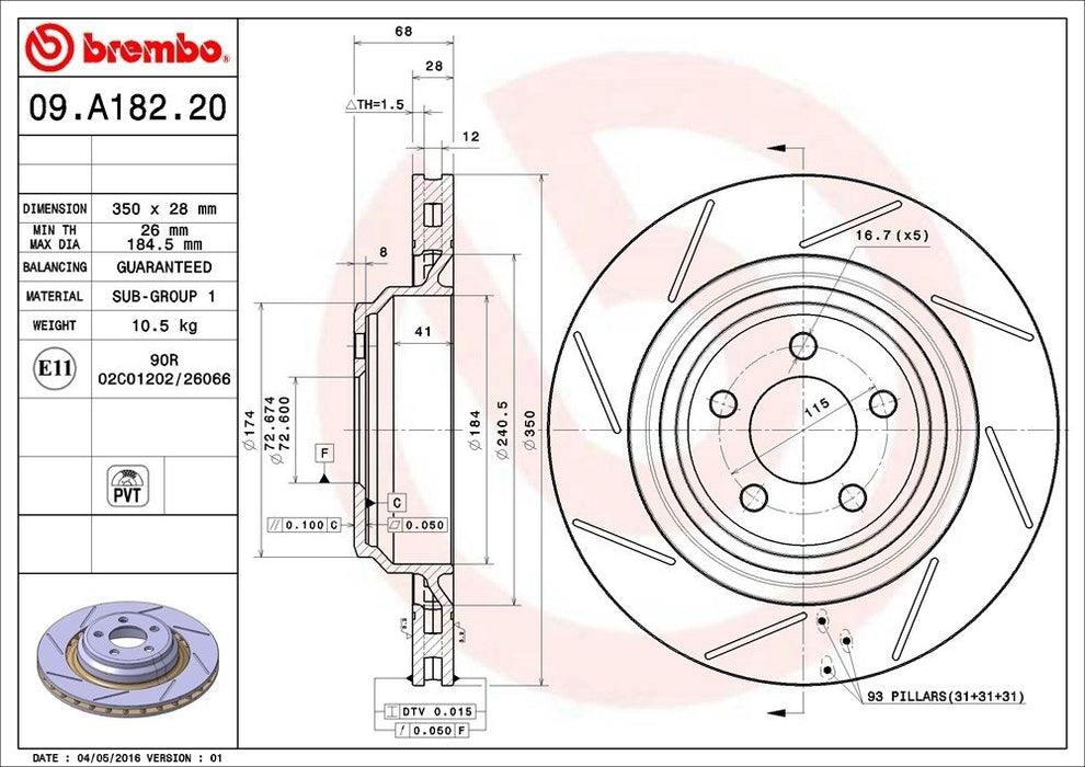 09.A182.21 Brembo Brake Rotor