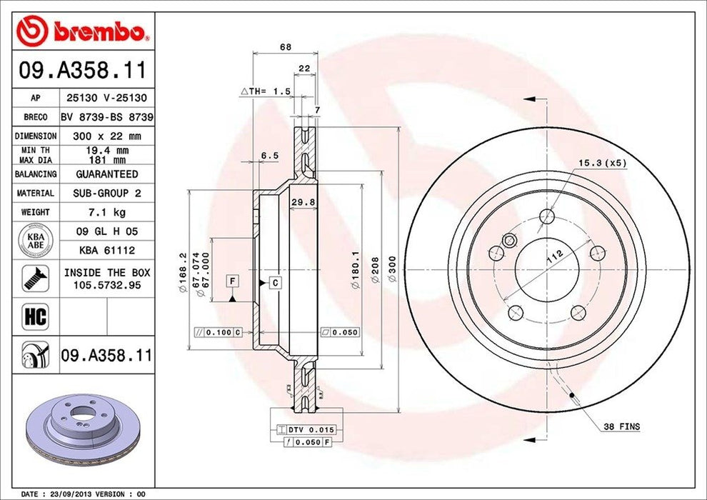 09.A358.11 Brembo Brake Rotor