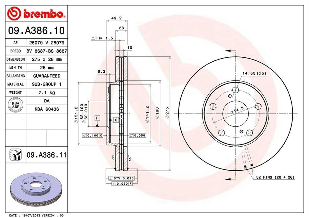 09.A386.11 Brembo Brake Rotor