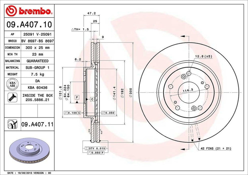 09.A407.11 Brembo Brake Rotor