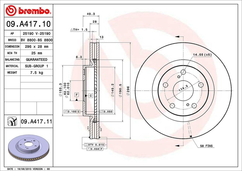 09.A417.11 Brembo Brake Rotor