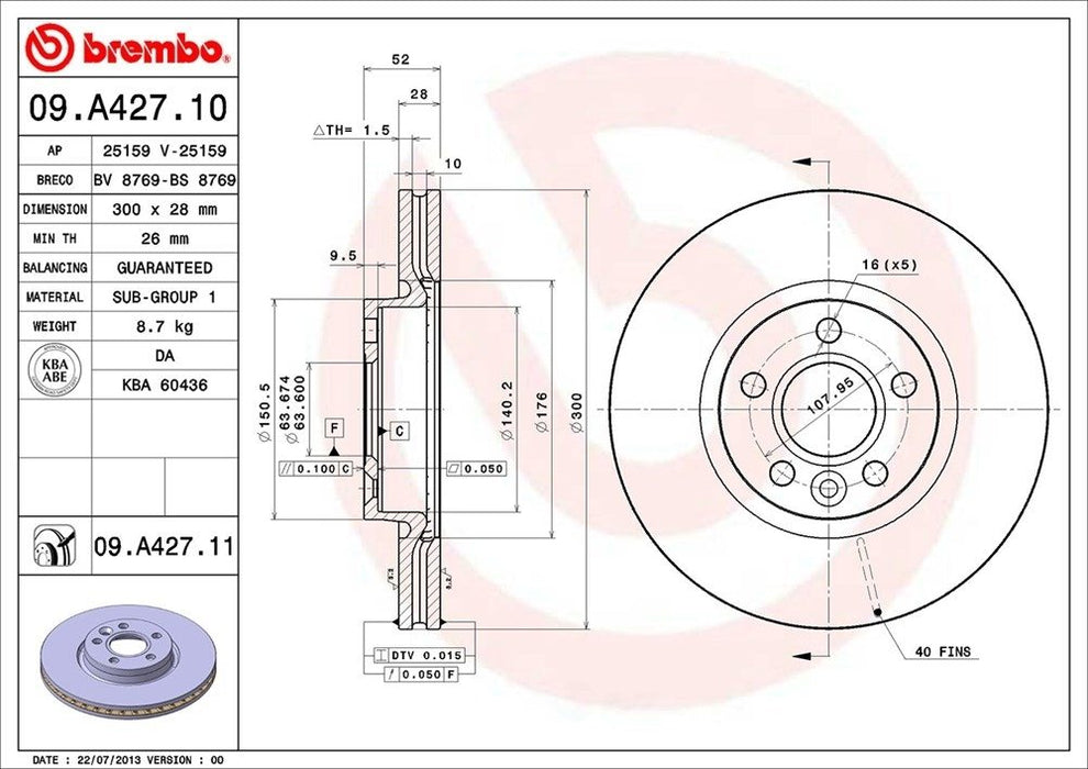 09.A427.11 Brembo Brake Rotor