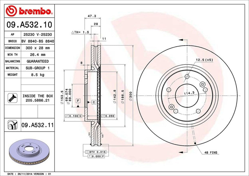 09.A532.11 Brembo Brake Rotor