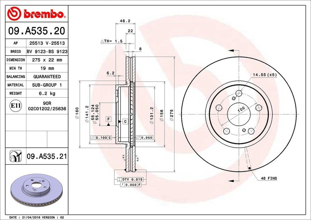 09.A535.21 Brembo Brake Rotor