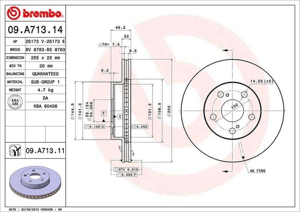 09.A713.11 Brembo Brake Rotor