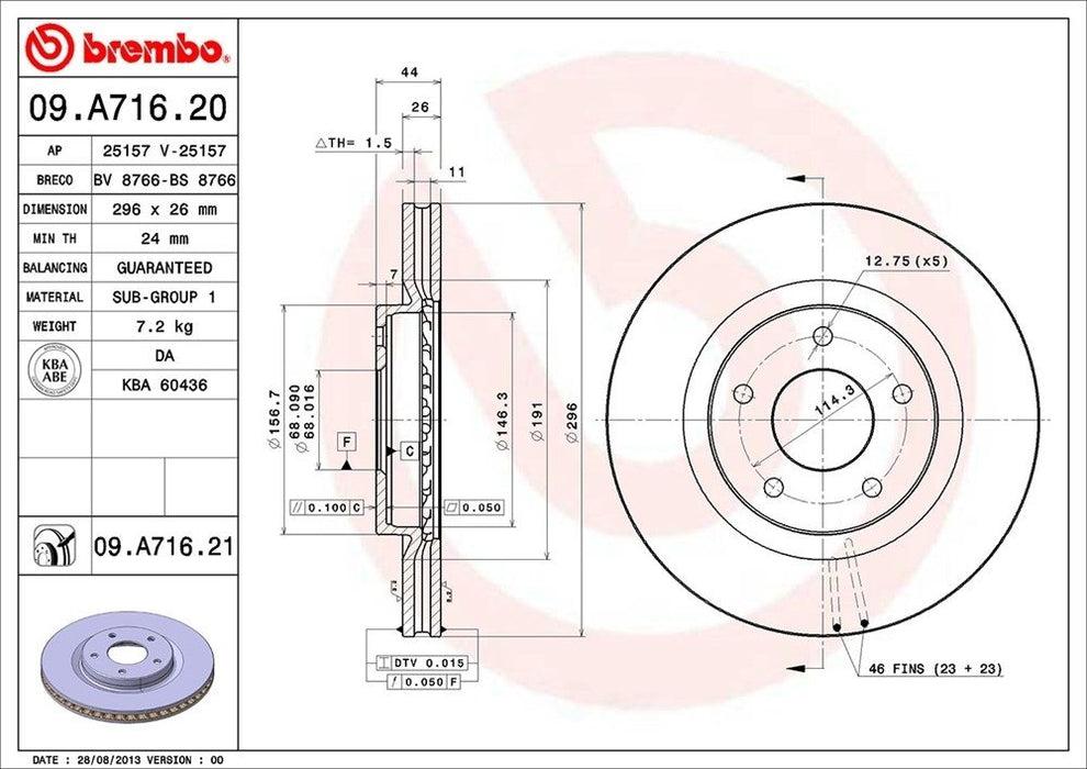 09.A716.21 Brembo Brake Rotor