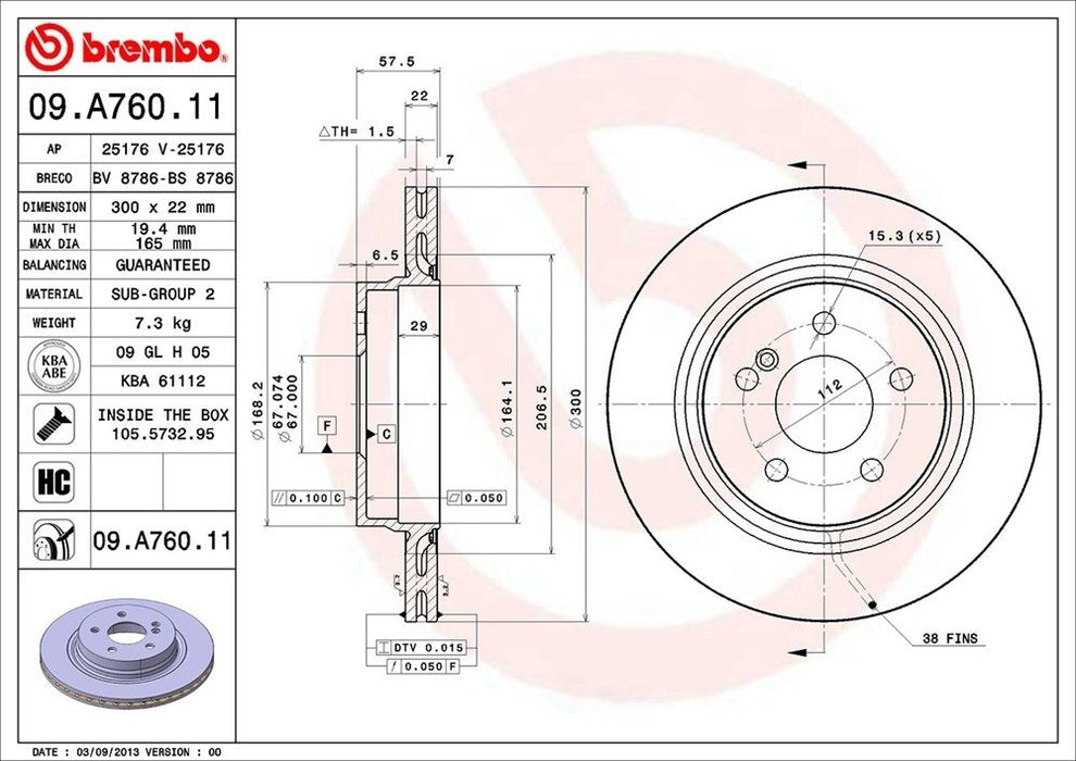 09.A760.11 Brembo Brake Rotor