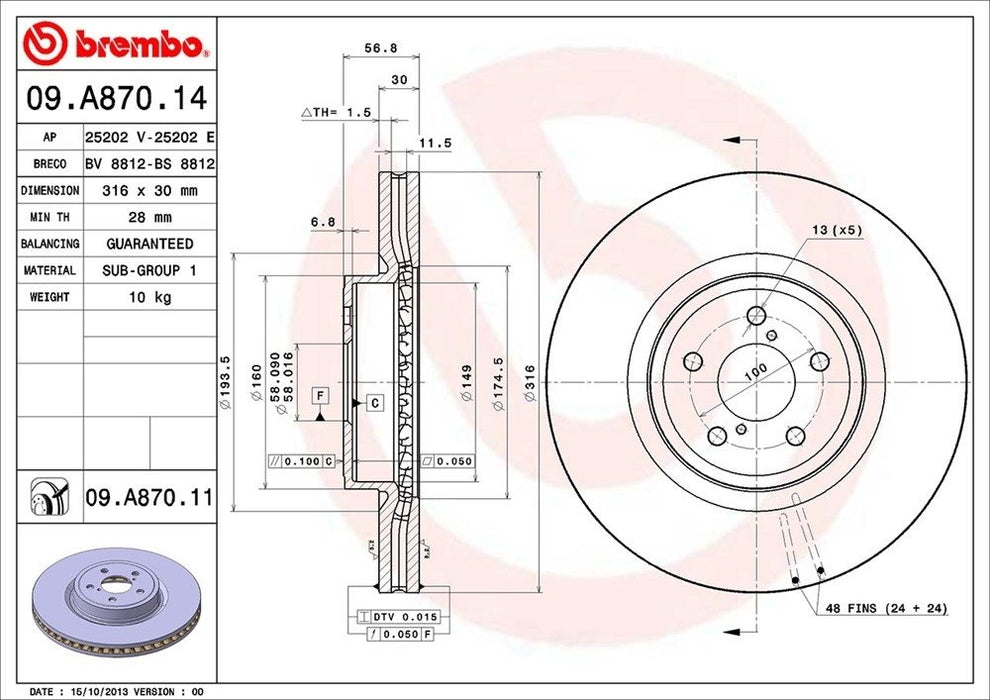 09.A870.11 Brembo Brake Rotor