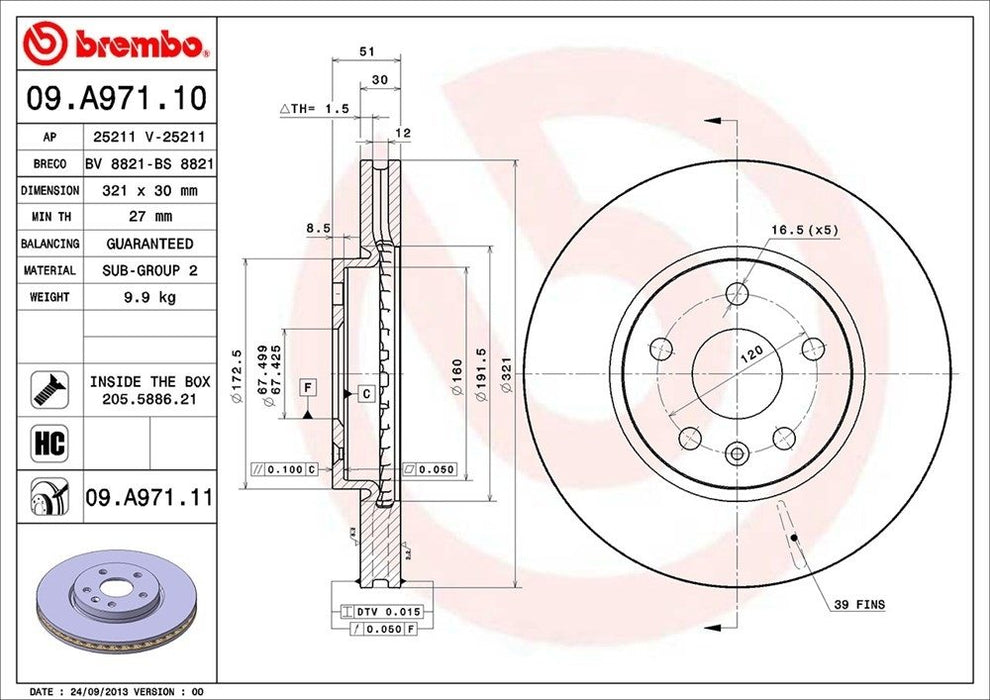 09.A971.11 Brembo Brake Rotor