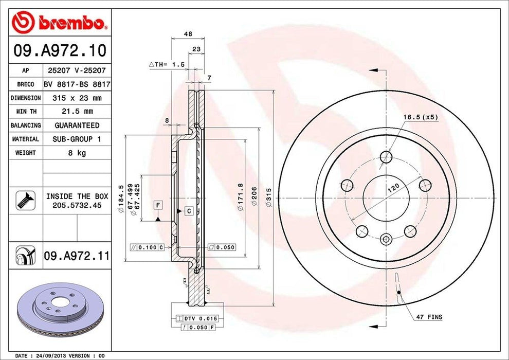 09.A972.11 Brembo Brake Rotor