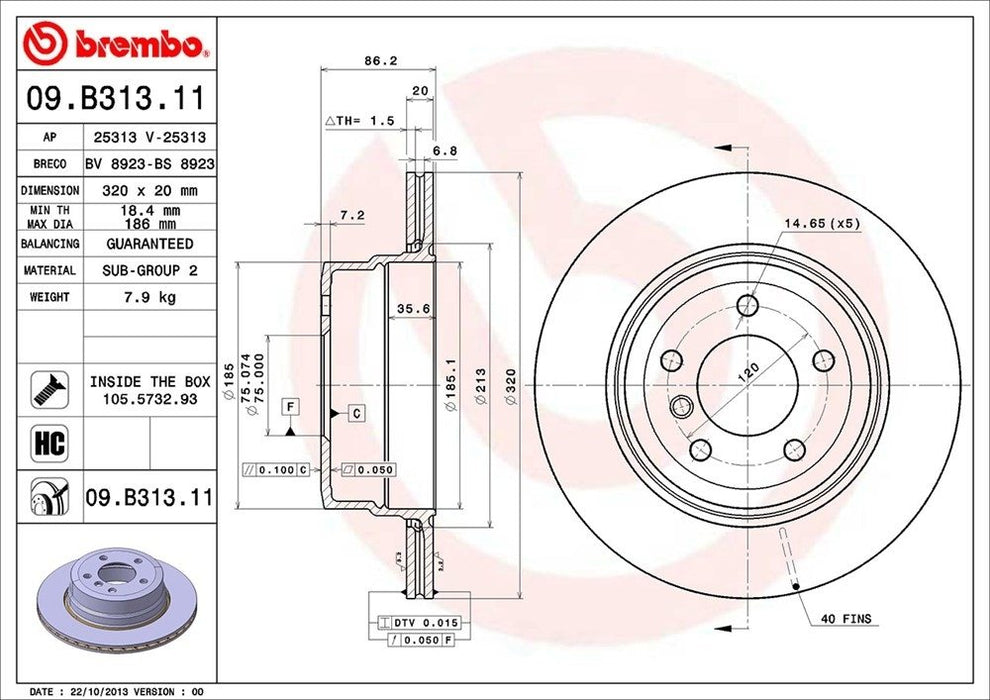 09.B313.11 Brembo Brake Rotor
