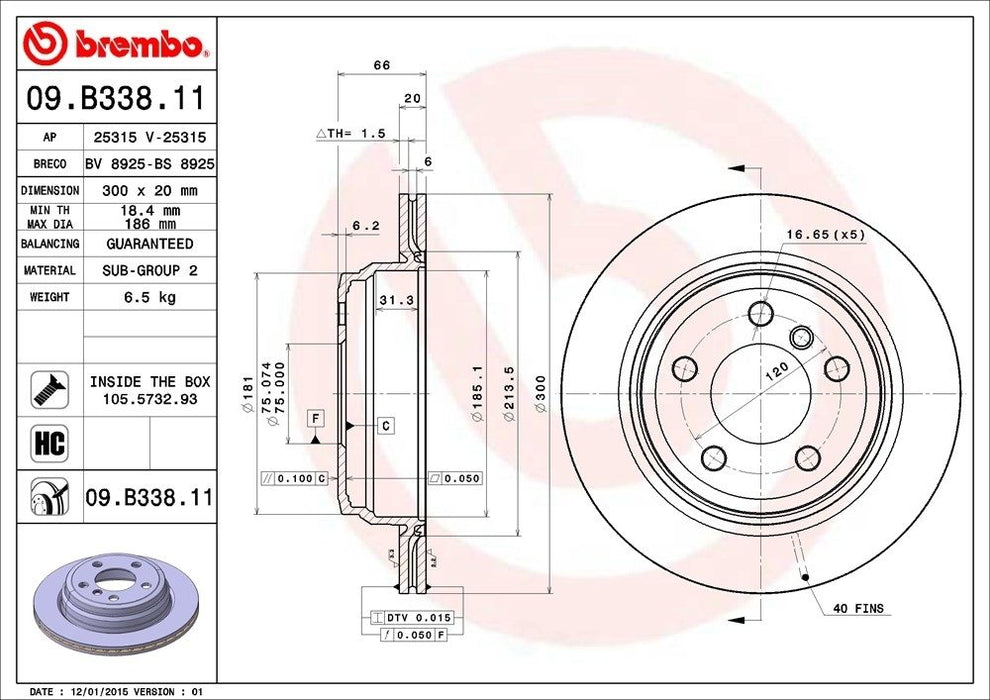 09.B338.11 Brembo Brake Rotor