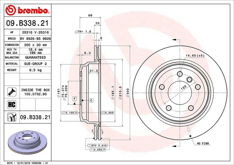 09.B338.21 Brembo Brake Rotor