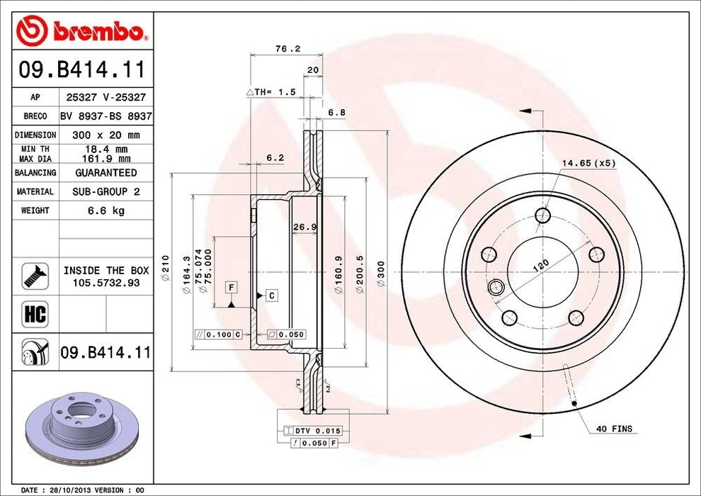 09.B414.11 Brembo Brake Rotor