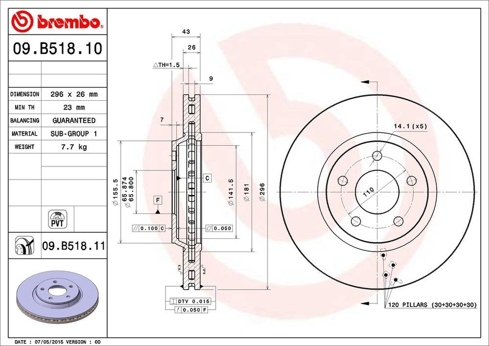 09.B518.11 Brembo Brake Rotor