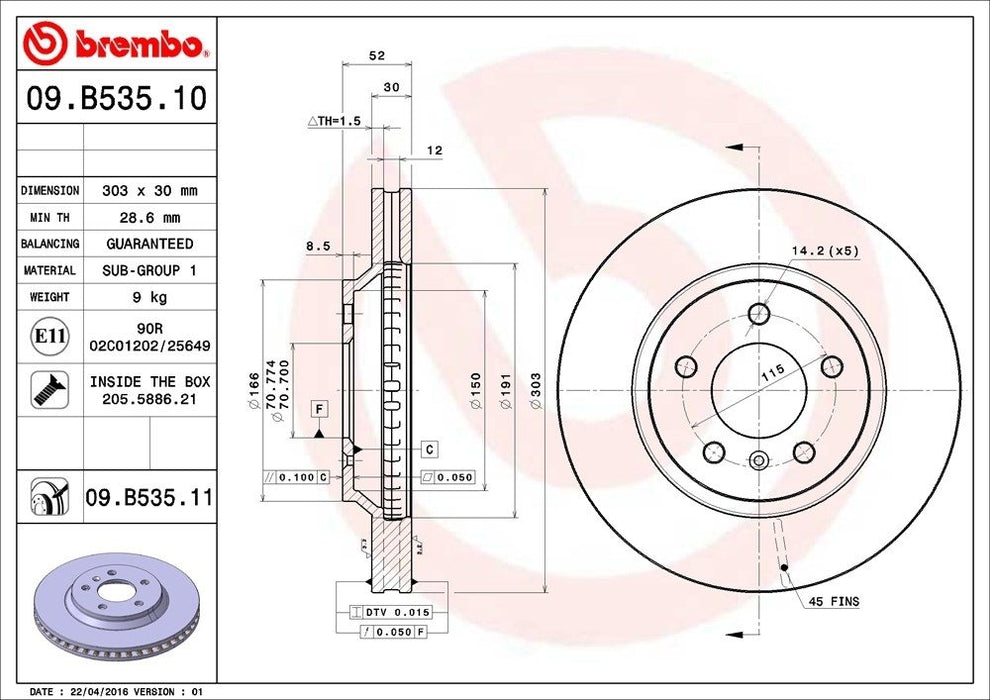 09.B535.11 Brembo Brake Rotor