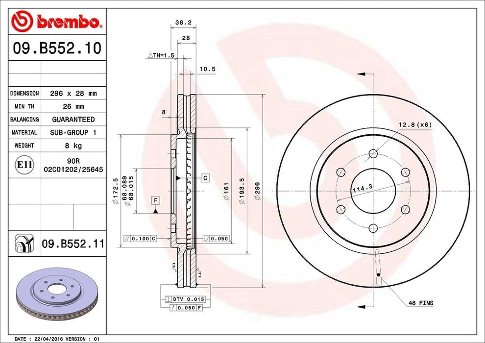 09.B552.11 Brembo Brake Rotor