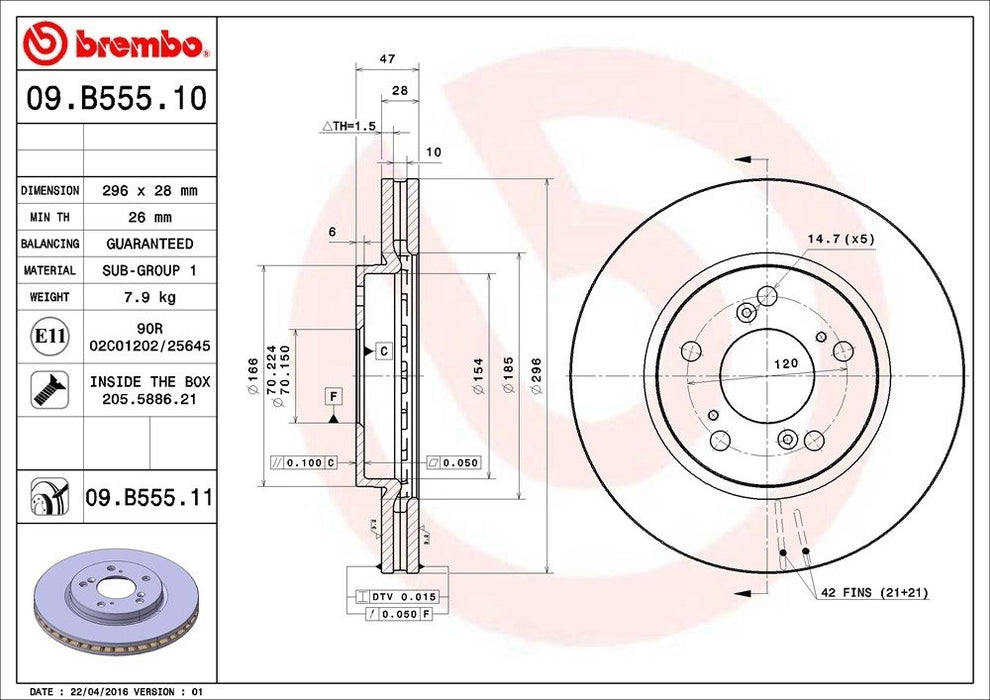 09.B555.11 Brembo Brake Rotor
