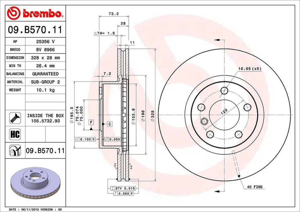 09.B570.11 Brembo Brake Rotor