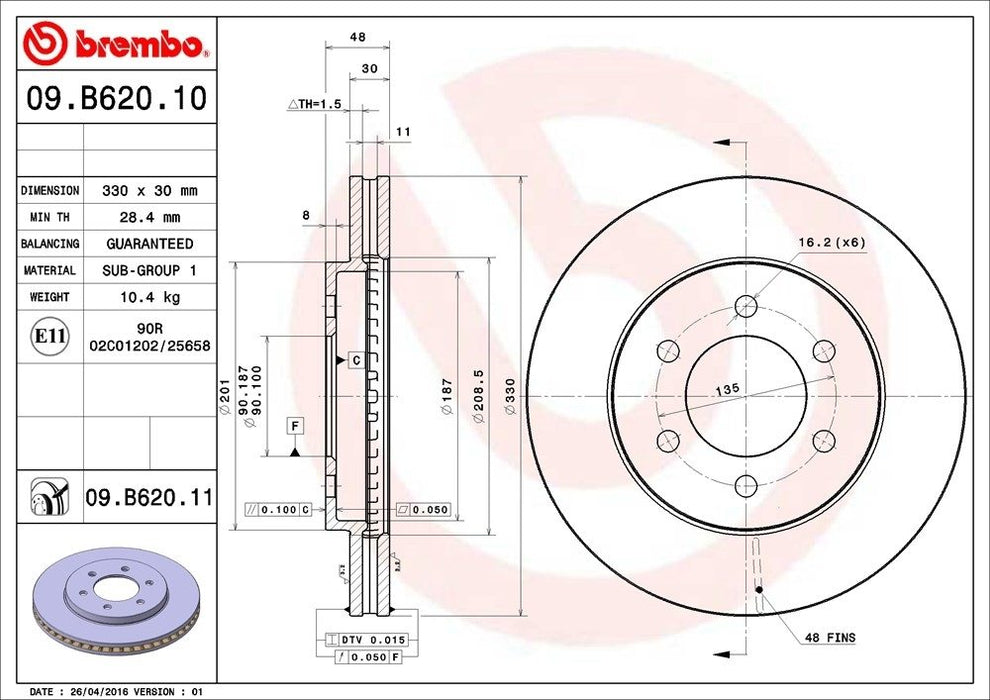 09.B620.11 Brembo Brake Rotor