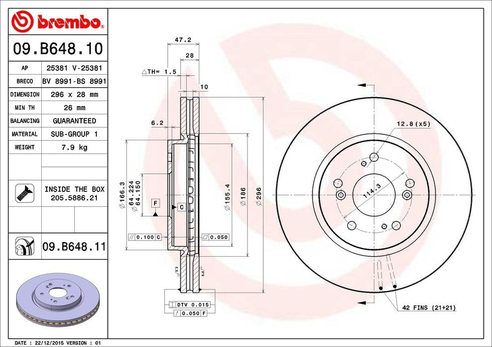 09.B648.11 Brembo Brake Rotor