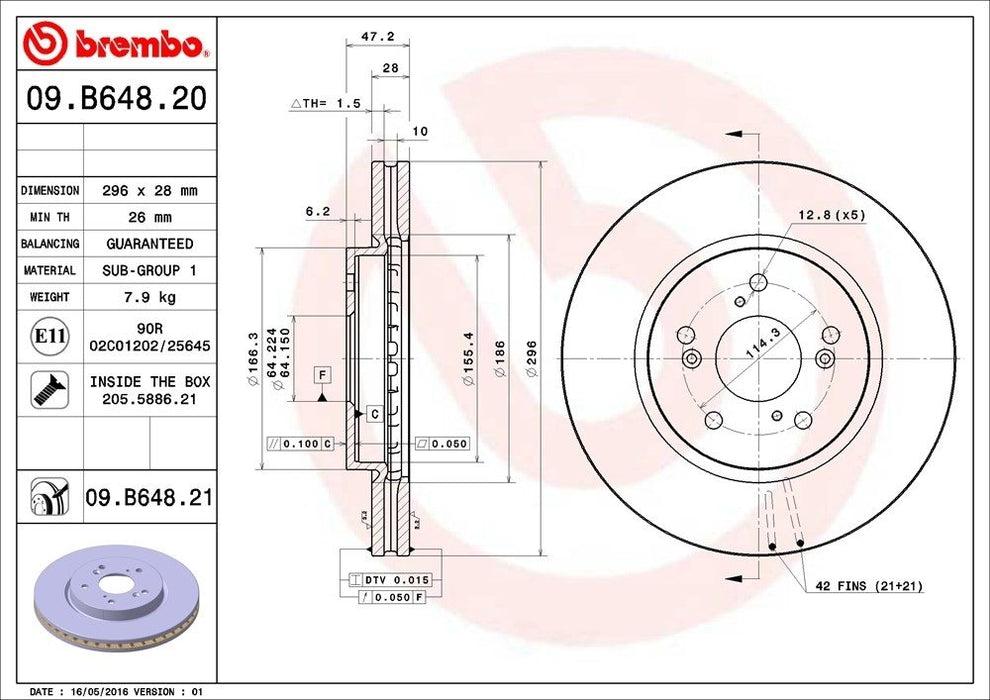 09.B648.21 Brembo Brake Rotor