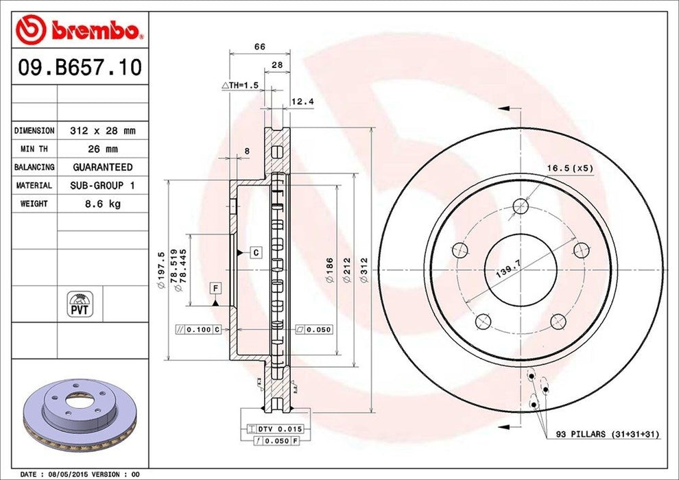 09.B657.11 Brembo Brake Rotor
