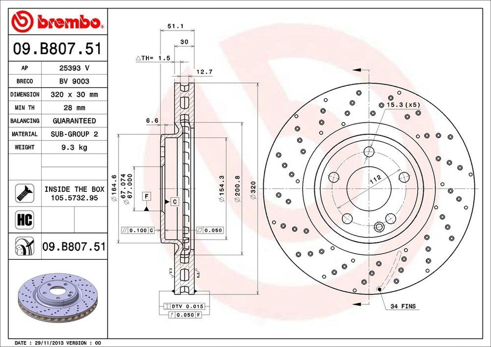 09.B807.51 Brembo Brake Rotor
