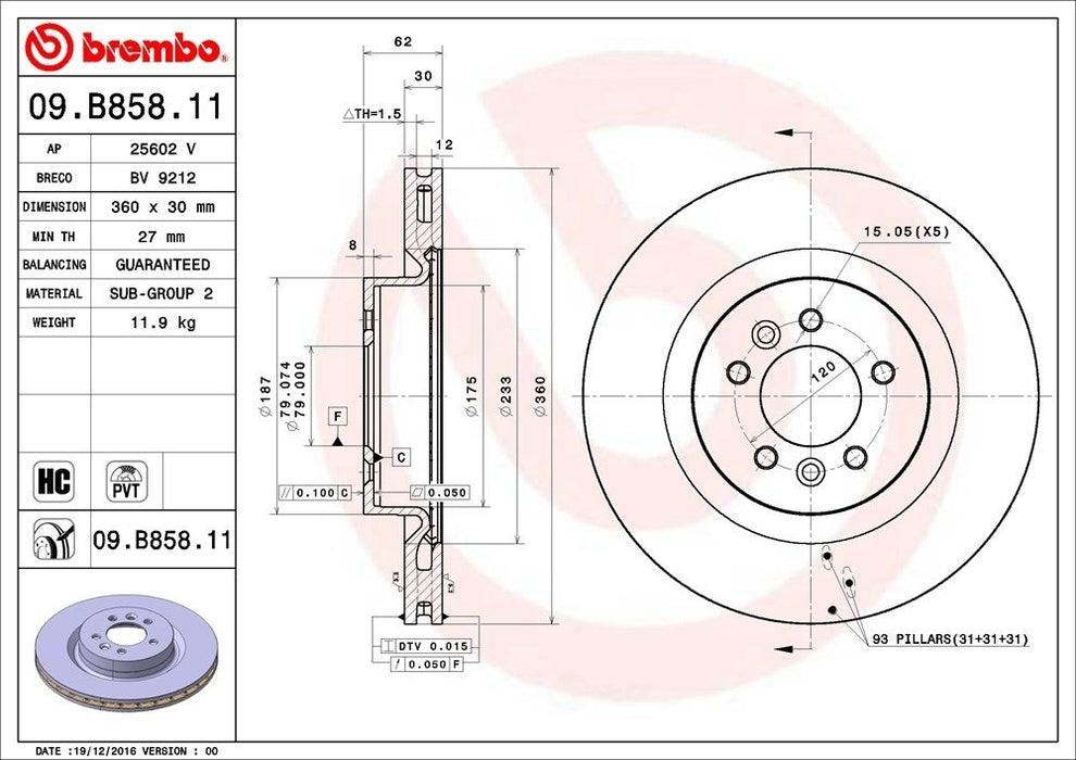 09.B858.11 Brembo Brake Rotor