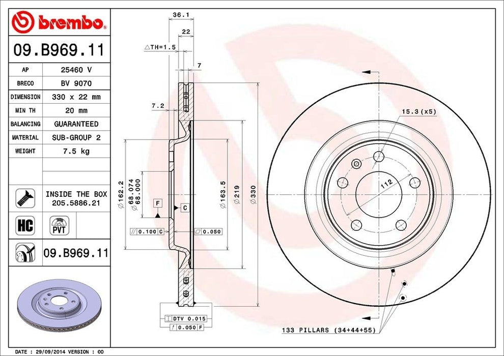 09.B969.11 Brembo Brake Rotor