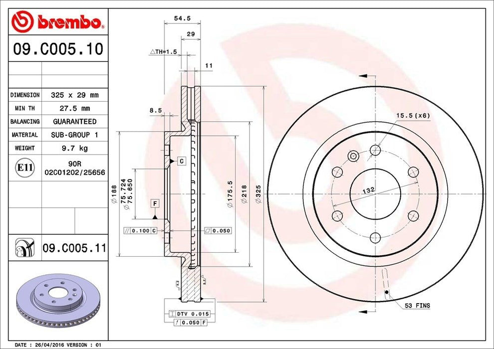 09.C005.11 Brembo Brake Rotor