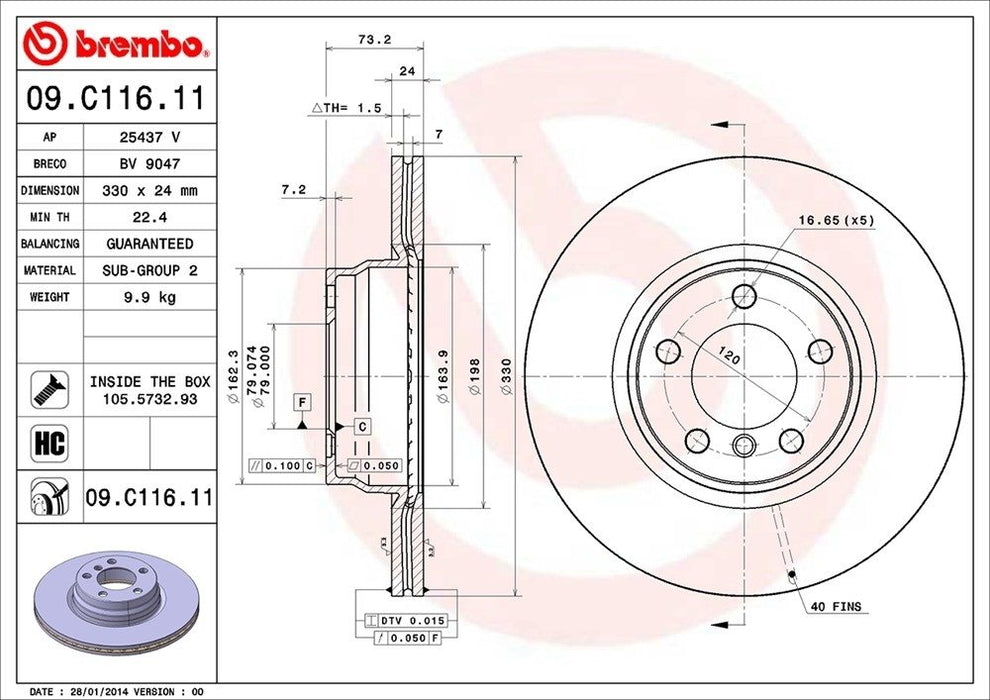 09.C116.11 Brembo Brake Rotor
