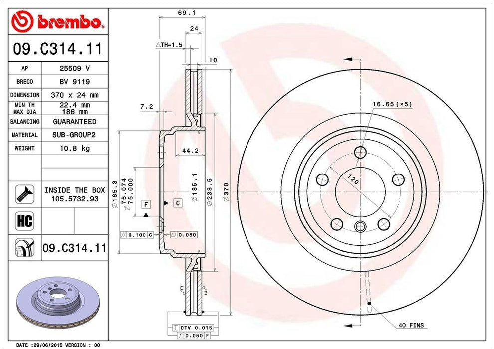 09.C314.11 Brembo Brake Rotor