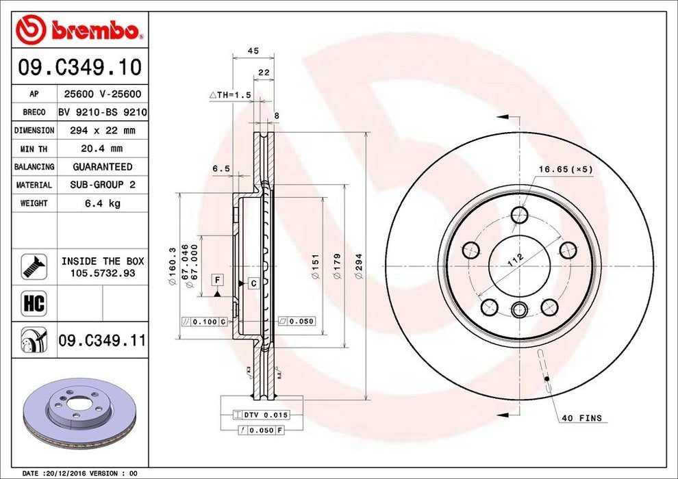 09.C349.11 Brembo Brake Rotor