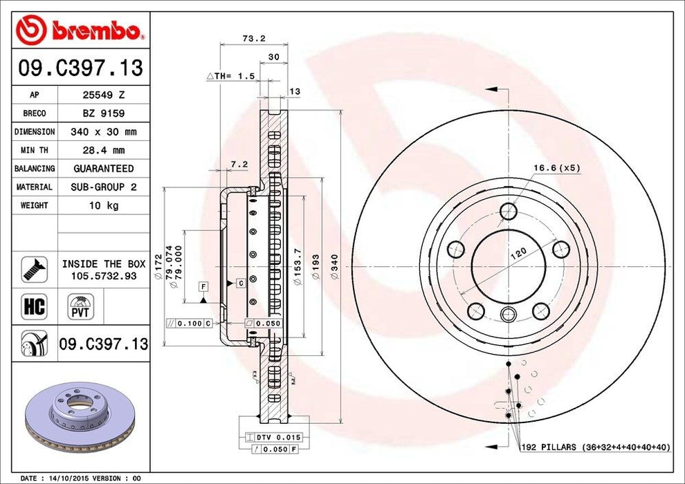 09.C397.13 Brembo Brake Rotor