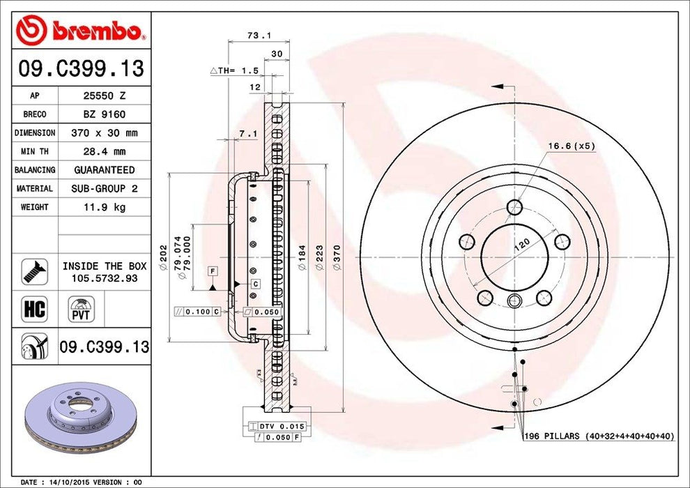 09.C399.13 Brembo Brake Rotor