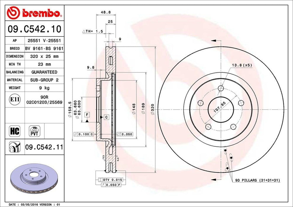 09.C542.11 Brembo Brake Rotor