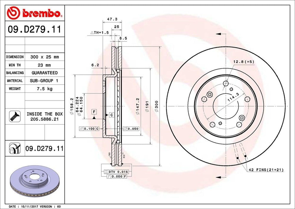 09.D279.11 Brembo Brake Rotor