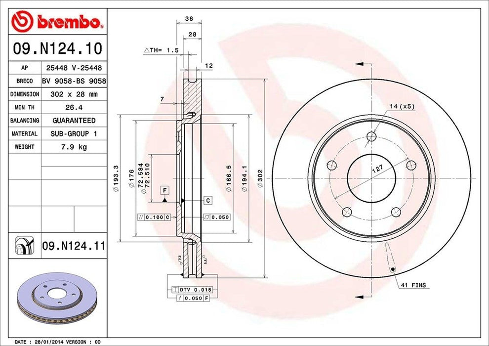 09.N124.11 Brembo Brake Rotor