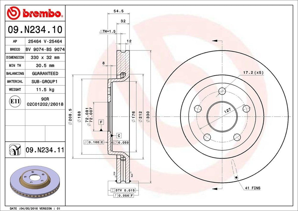 09.N234.11 Brembo Brake Rotor