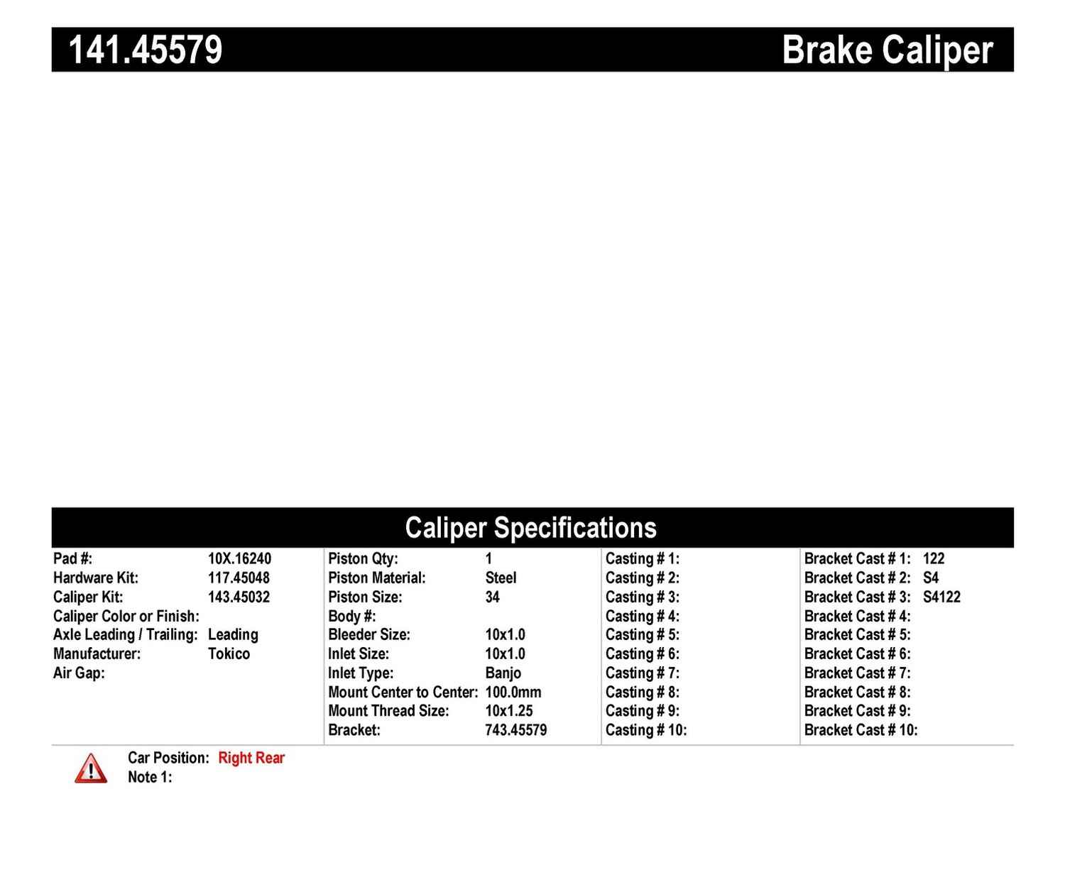 141.45579 Centric Remanufactured Brake Caliper
