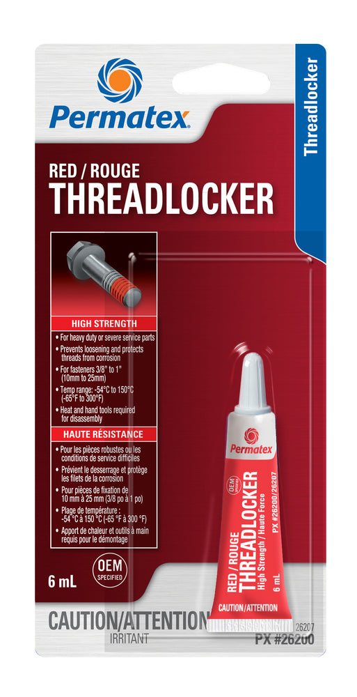 Permatex® Red High Strength 262 Threadlocker, 6mL Tube