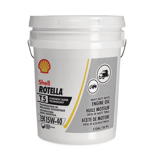 Shell Rotella® T5 15W-40 Synthetic Blend Heavy Duty Diesel Engine Oil, 18.9-L