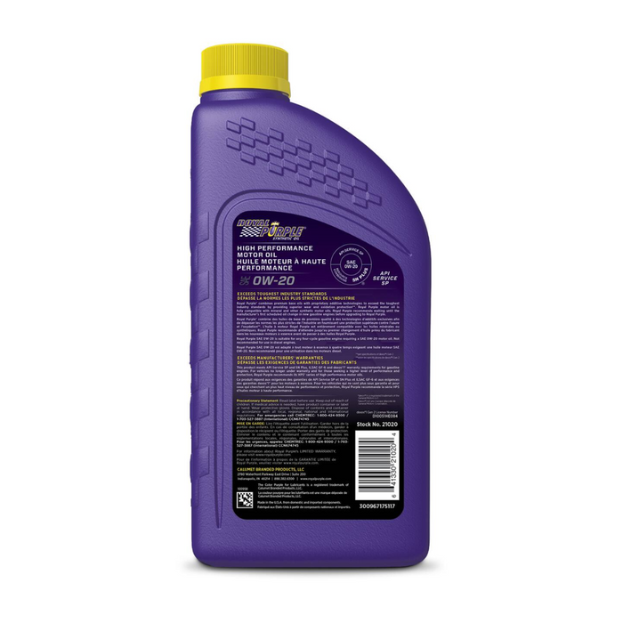 Royal Purple High Performance 0W-20 Synthetic Motor Oil - 5 Quart Jug