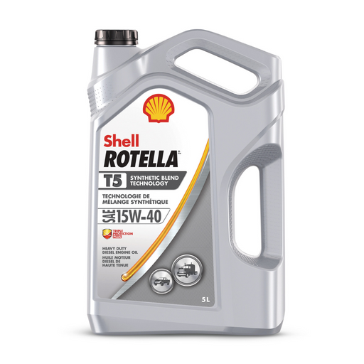 Shell Rotella® T5 Assorted-Viscosity Heavy-Duty Synthetic-Blend Diesel Engine/Motor Oil, 5-L