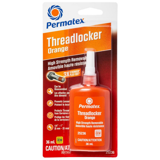 Permatex® 25236 High Strength Removable Threadlocker, Orange, 36-mL
